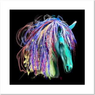 Colorful Rainbow Tribal Horse Head Art Design Posters and Art